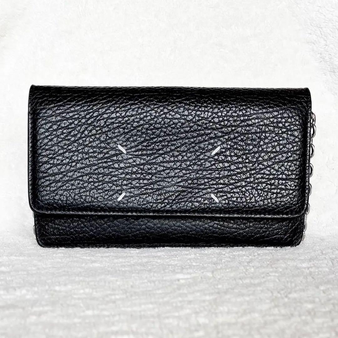 【美品】メゾンマルジェラ チェーンショルダーウォレット 4ステッチ フラップ