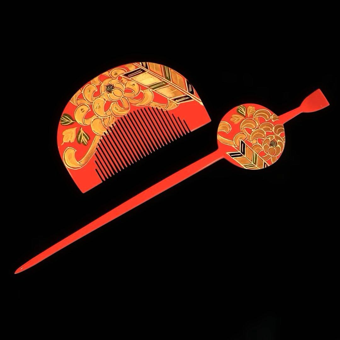 日本髪 髪飾り 七五三(7歳) 橙色