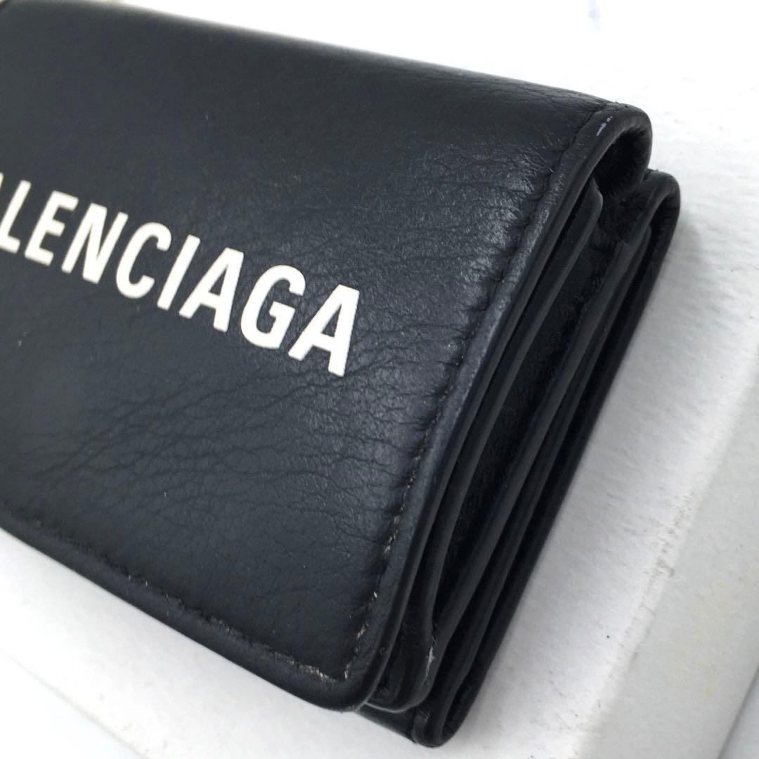 バレンシアガ レザーミニウォレット 三つ折り財布 ブラック