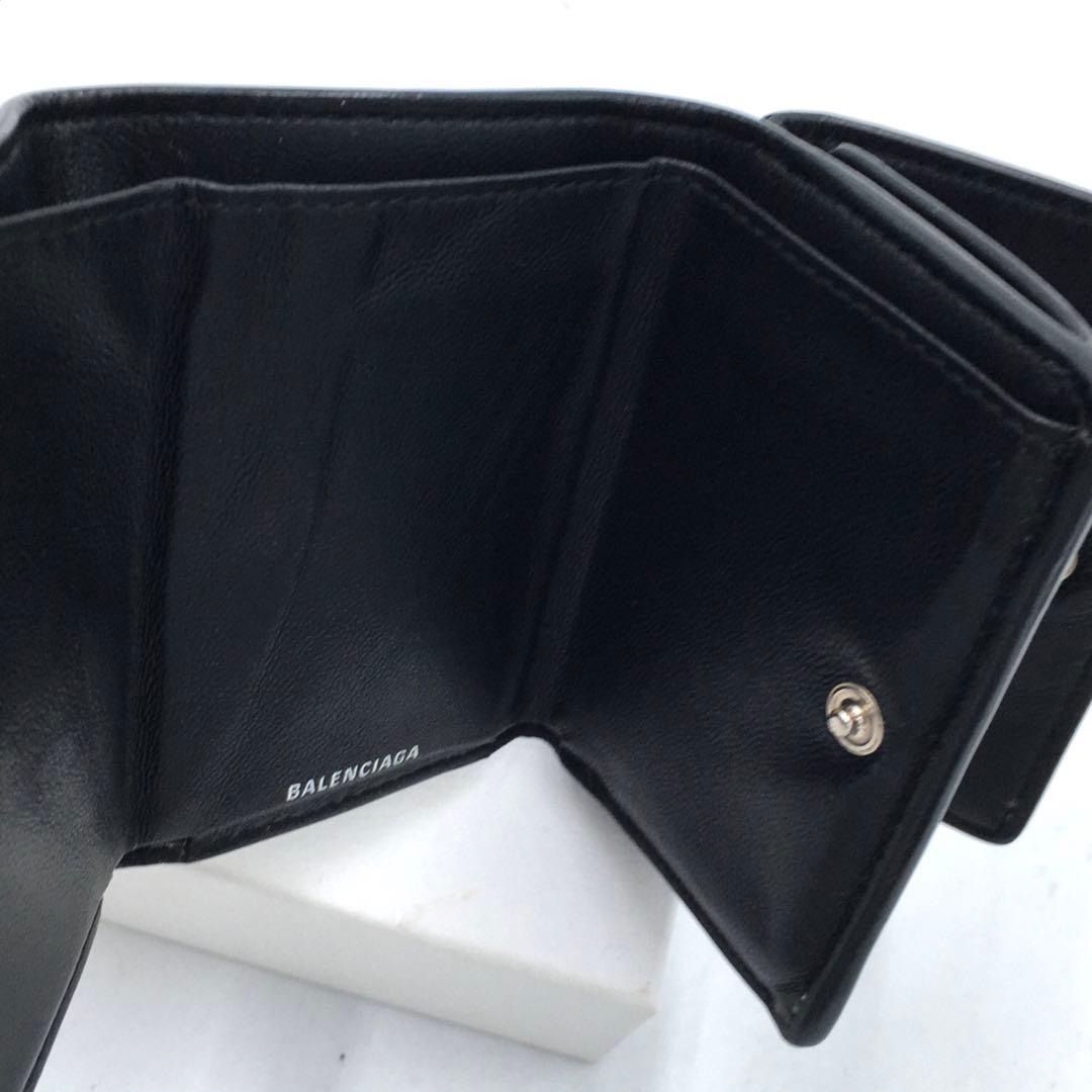 バレンシアガ レザーミニウォレット 三つ折り財布 ブラック
