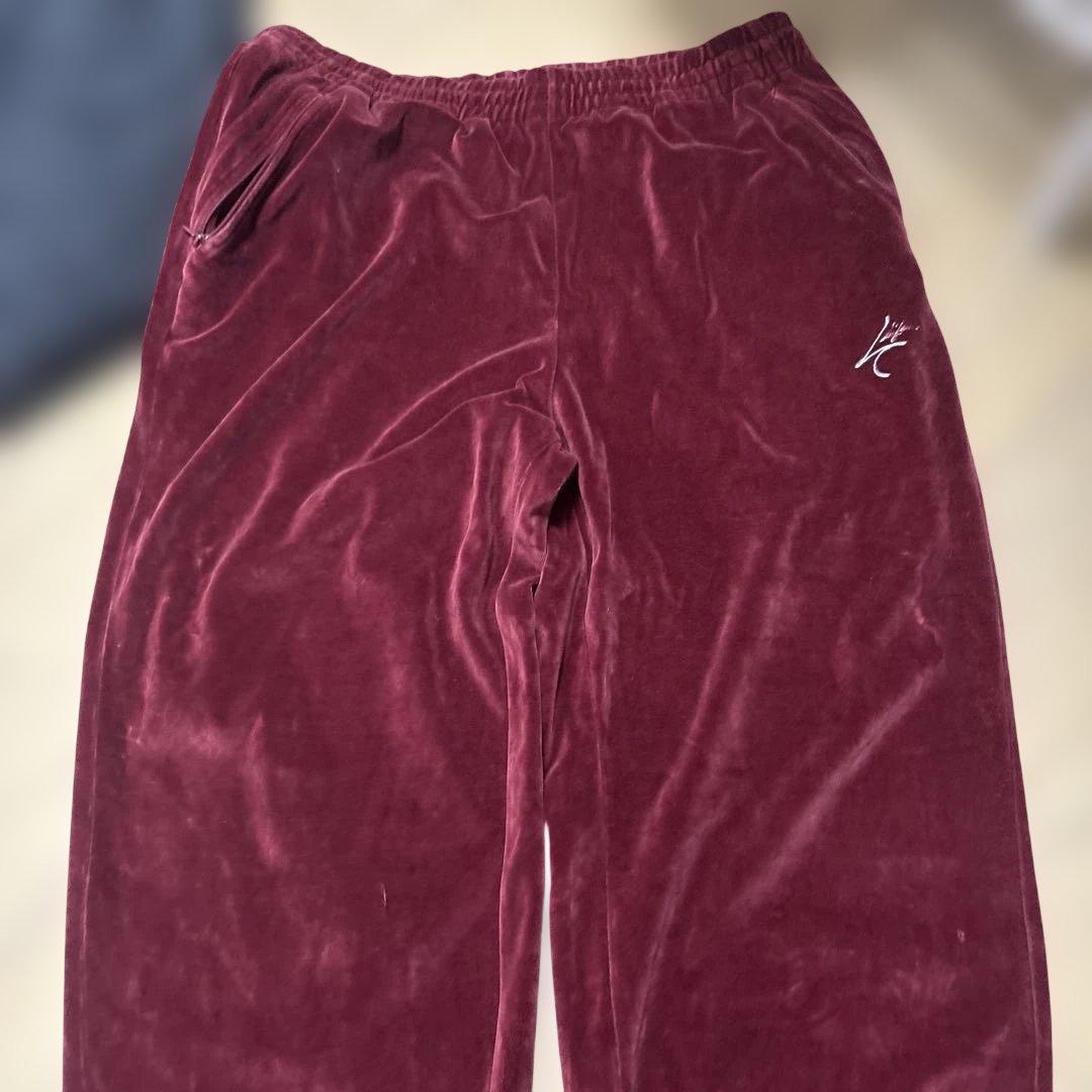 W*m様 ベロア　セットアップ　バーガンディ ベルベット ジャージセット