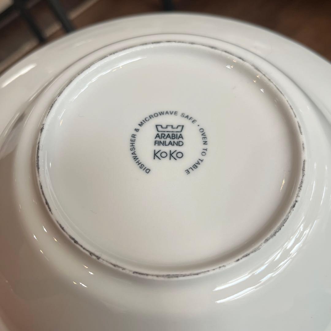 アラビア　KOKO ディーププレート ホワイト　4枚セット　王冠ロゴ　旧ロゴ