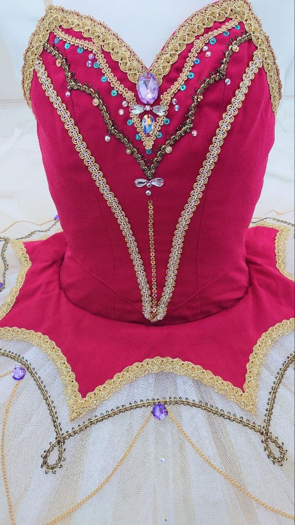 【エスメラルダ、海賊、キトリ】 チャコット・バレエ衣裳 袖飾り付き ５号