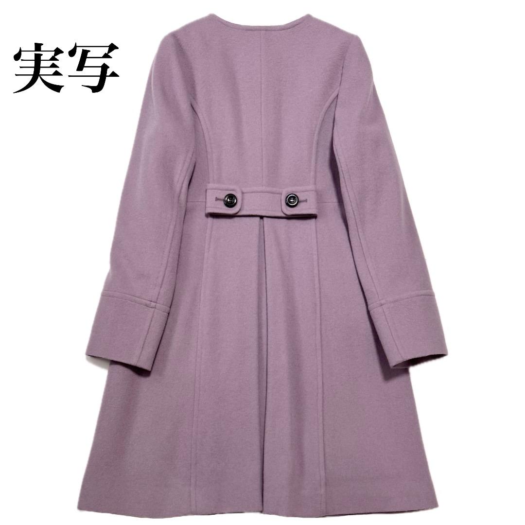 新品 雑誌掲載 ブルーレーベルクレストブリッジ ノーカラーウールロングコート38