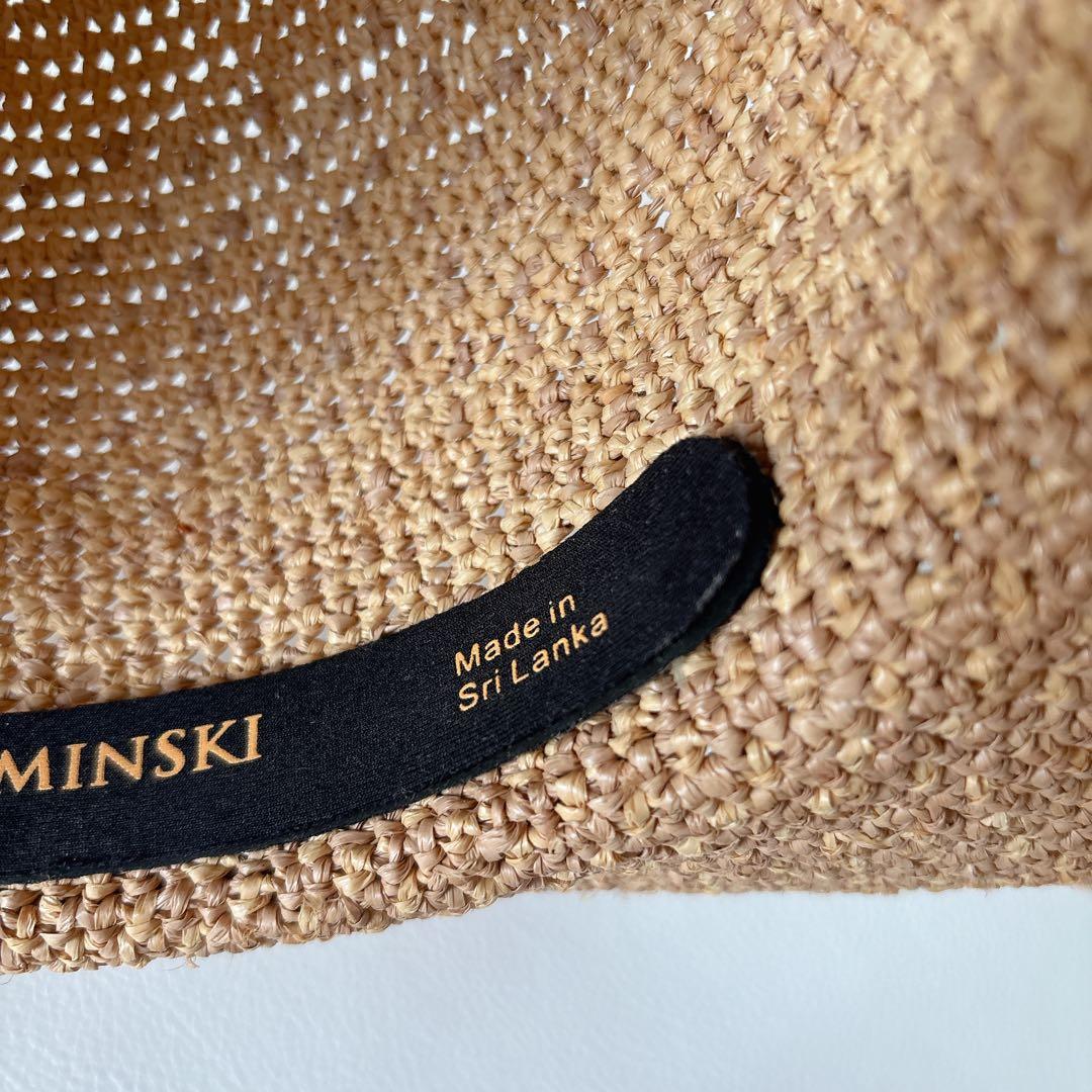 ヘレンカミンスキー ラフィアハット つば広 ワイヤー 麦わら帽子