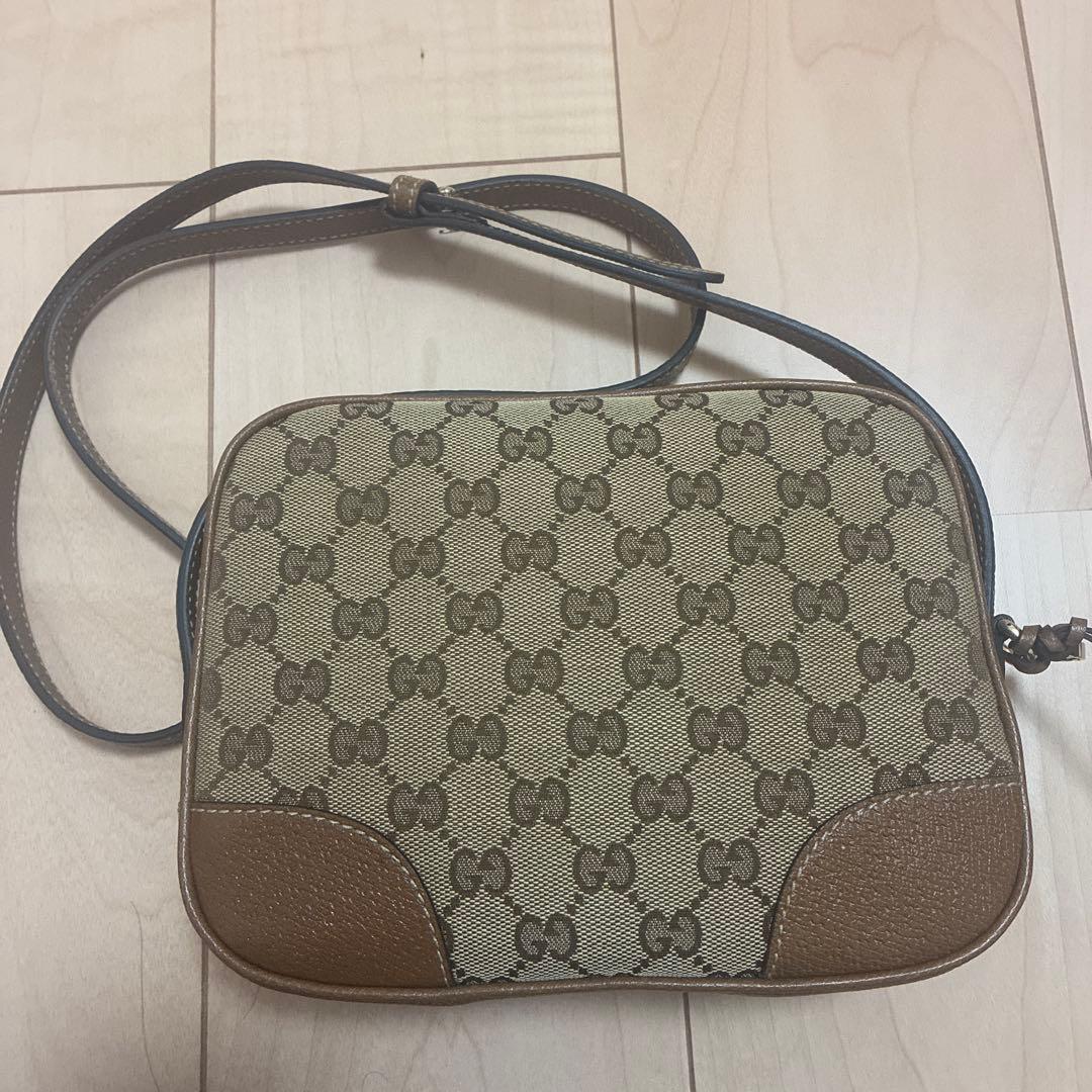 GUCCI キャンバスレザーショルダーバック