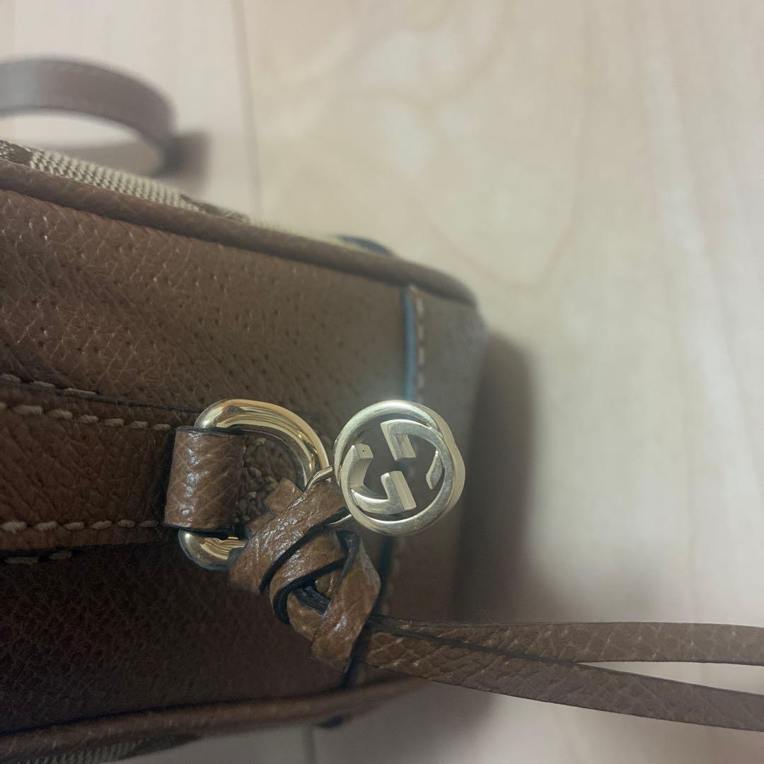 GUCCI キャンバスレザーショルダーバック