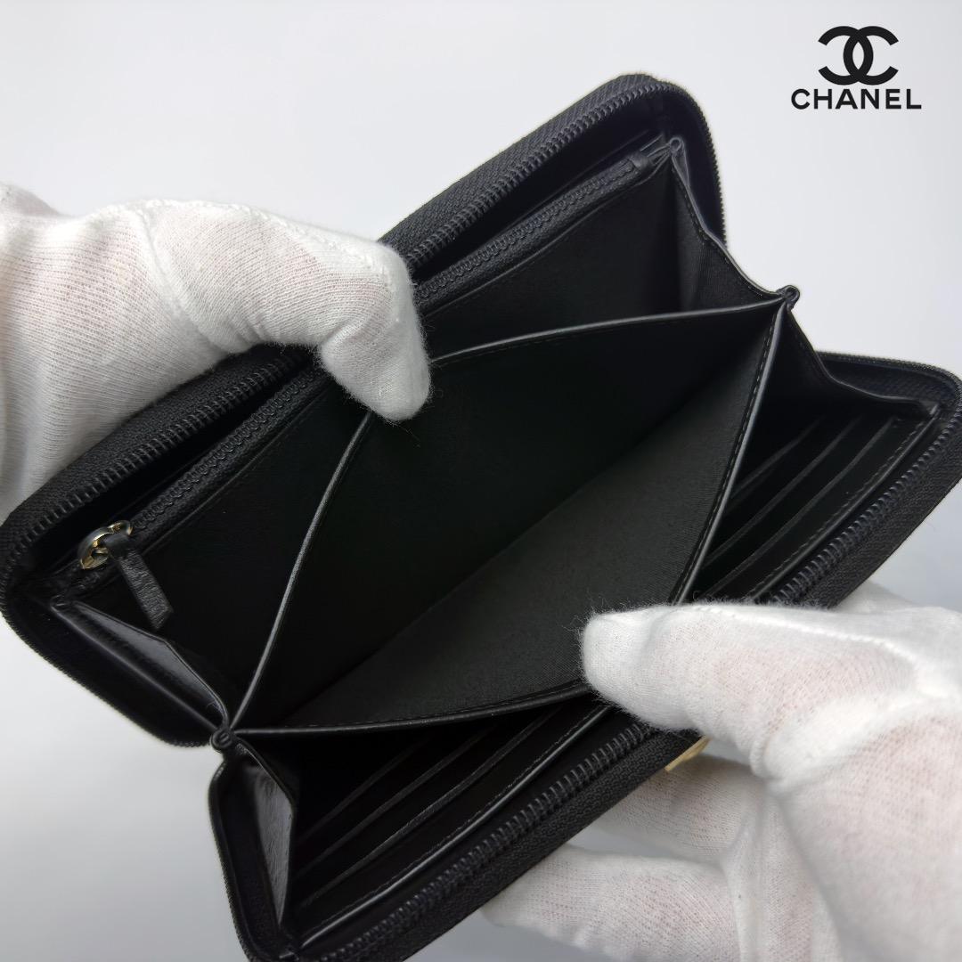 正規品　CHANEL ボーイシャネル　ゴールド金具　ラウンドファスナー　長財布