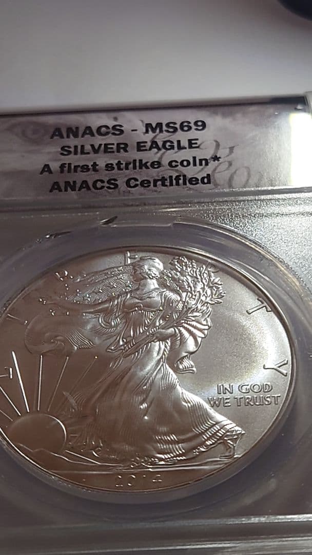 m*1様 アメリカ　イーグルー1ドル 銀貨 ANACS(アメリカ鑑定会社)MS6