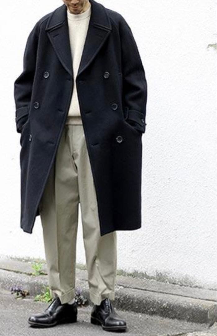 【極美品】サイ scye オーバーサイズ ウール ロングコート 40 L 濃紺