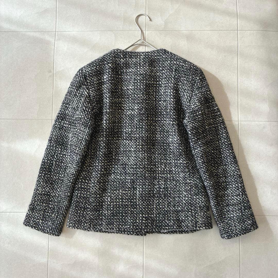 美品 最高級白タグ マックスマーラ♡ノーカラーツイードジャケット バージンウール