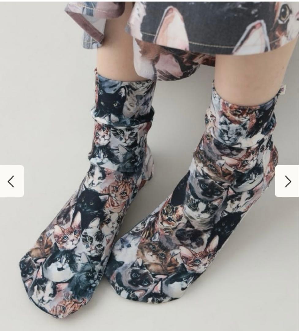 マミタス　mmts x unoaノースリ ワンピース 猫柄スカーフ靴下3点セット