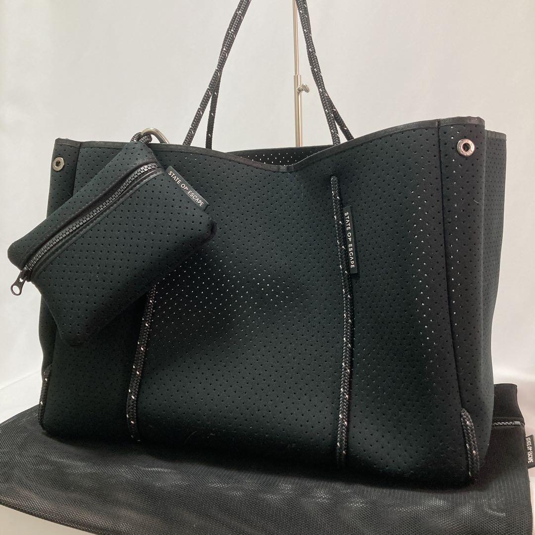 【美品】STATE OF ESCAPE エスケープ トート ポーチ付き BK