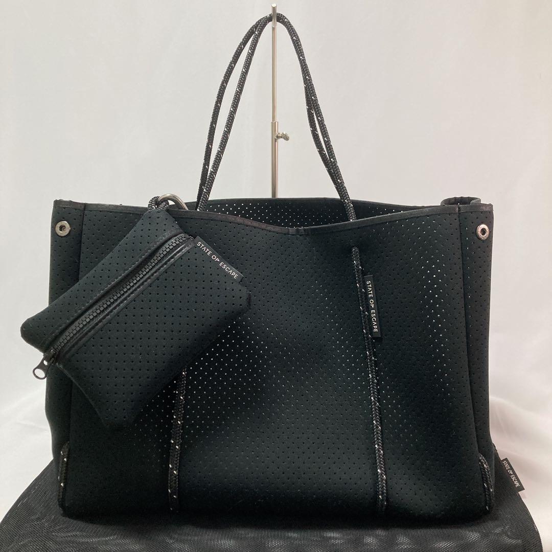 【美品】STATE OF ESCAPE エスケープ トート ポーチ付き BK
