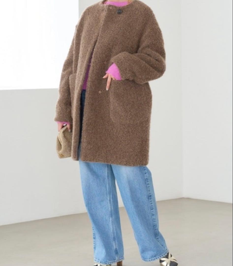 IENA ループツイードコクーンコート