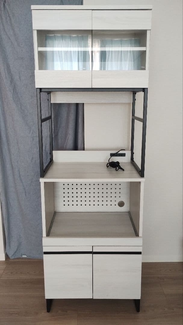 Cloudear ホワイト 木製 オープンシェルフ 食器棚