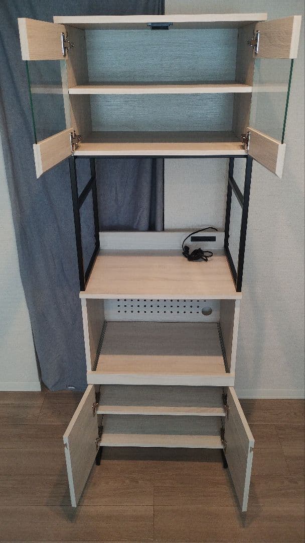 Cloudear ホワイト 木製 オープンシェルフ 食器棚