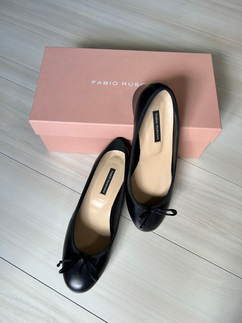 美品 FABIO RUSCONI フラットパンプス リボン 36 イタリア製