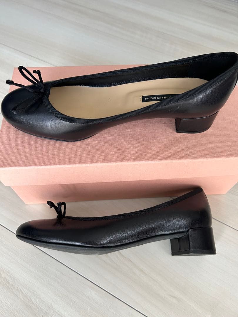 美品 FABIO RUSCONI フラットパンプス リボン 36 イタリア製