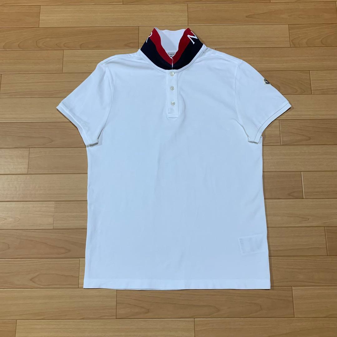 ［美品］MONCLER 襟裏ロゴ　半袖　ポロシャツ ホワイト　4S460
