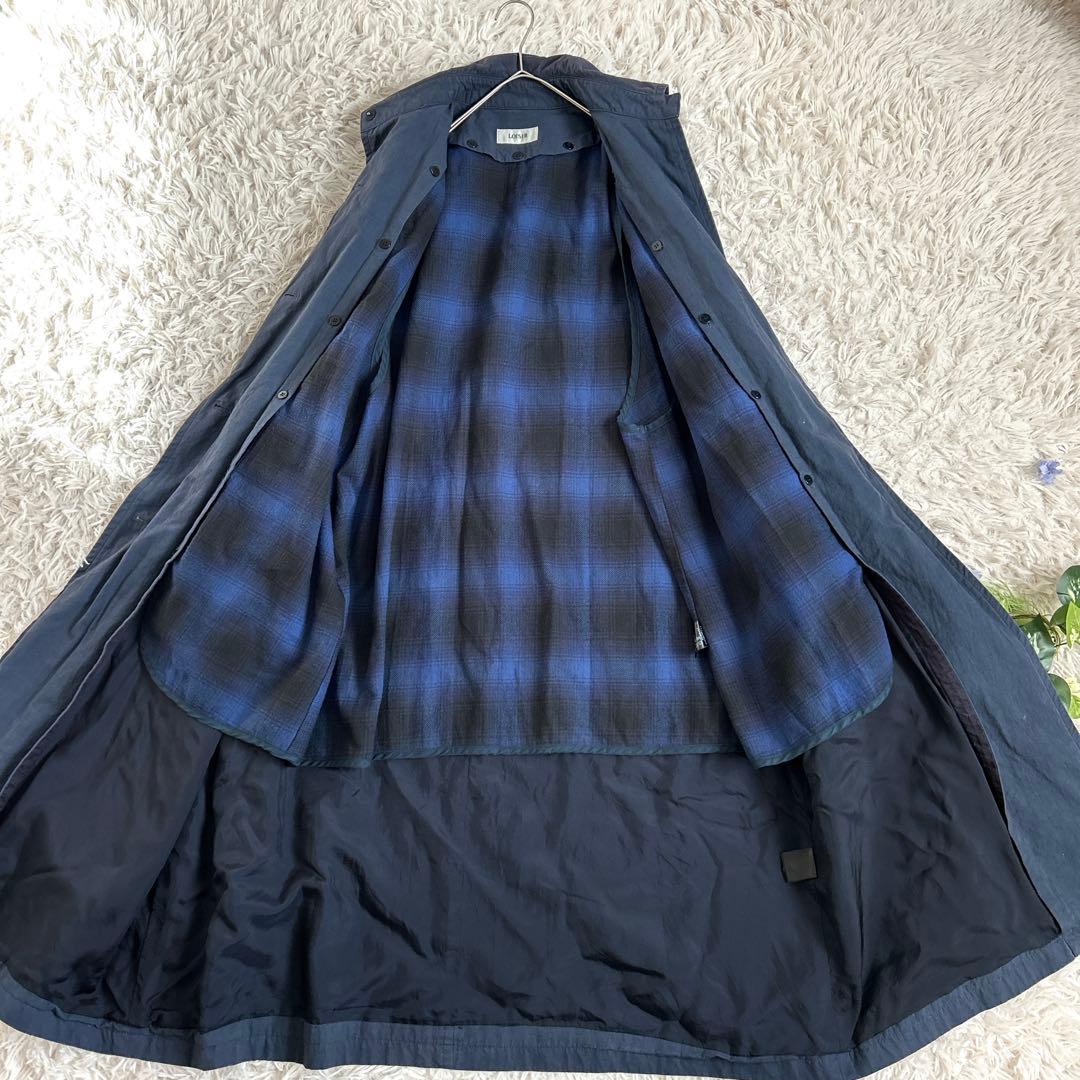 ロワズィール⁂ グランジコットンポプリンステンカラーコート　ライナー付　ネイビー