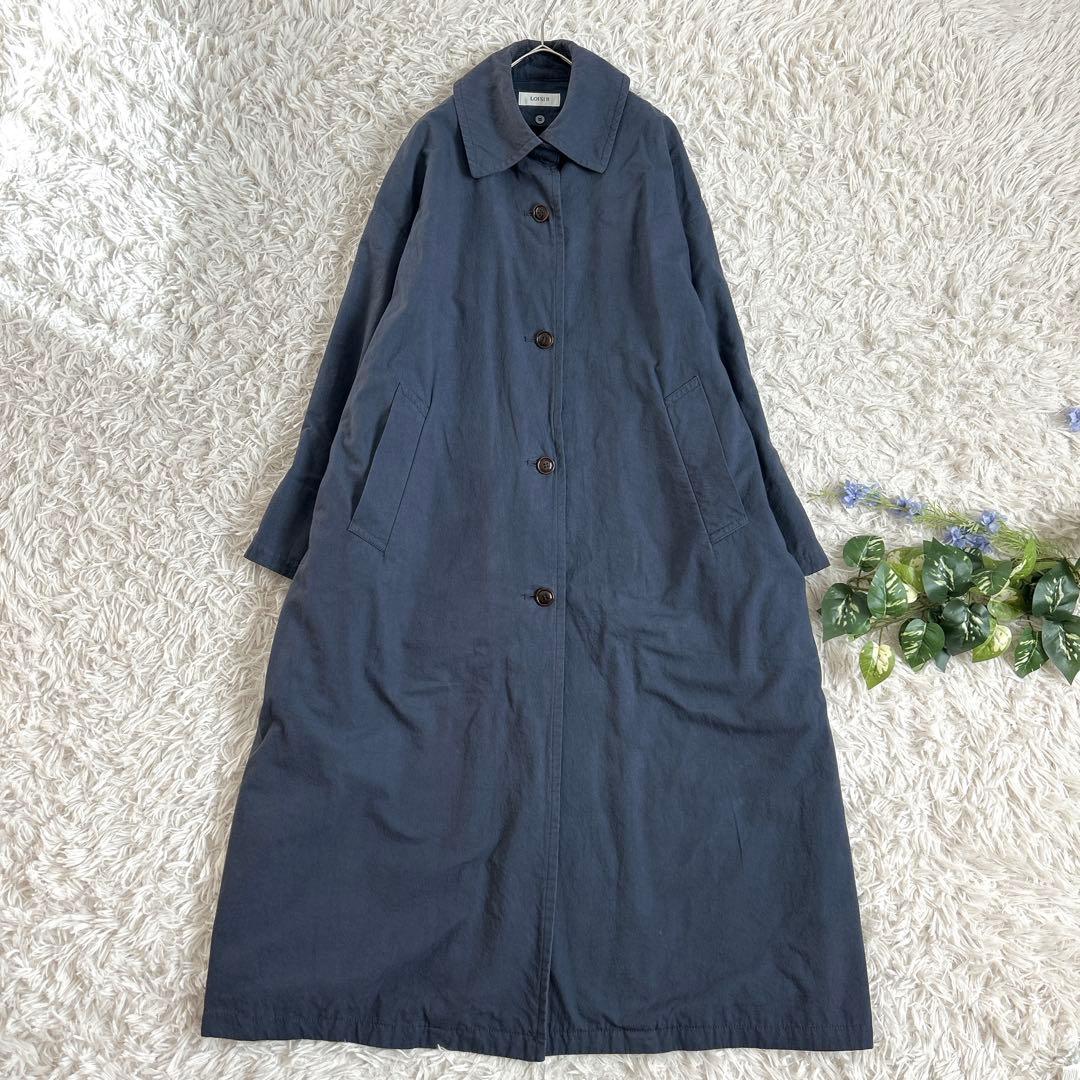 ロワズィール⁂ グランジコットンポプリンステンカラーコート　ライナー付　ネイビー