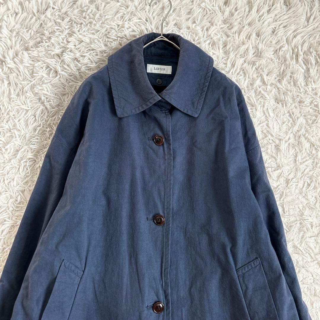 ロワズィール⁂ グランジコットンポプリンステンカラーコート　ライナー付　ネイビー
