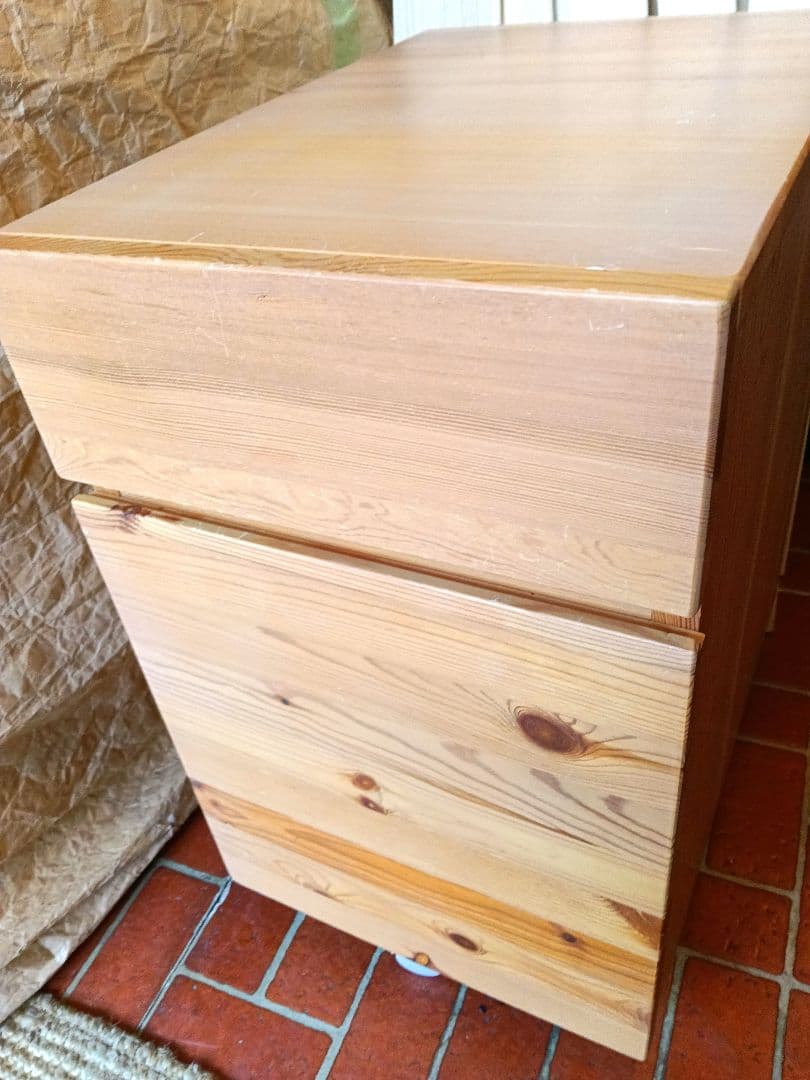 【廃盤】無印良品 MUJI パイン材 キャビネット サイドチェスト キャスター付