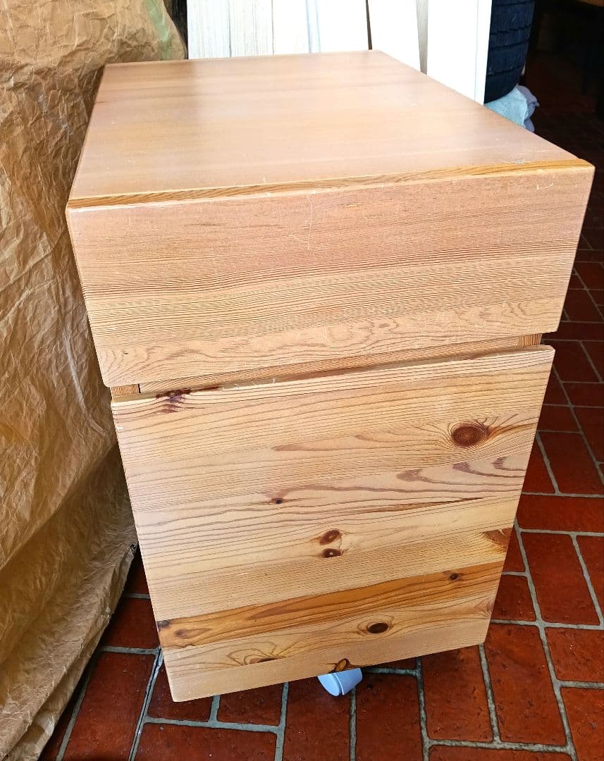 【廃盤】無印良品 MUJI パイン材 キャビネット サイドチェスト キャスター付