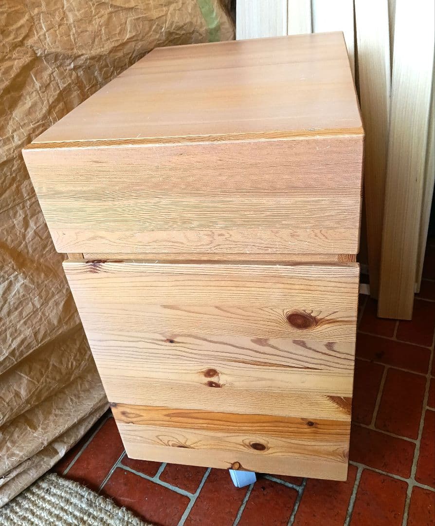 【廃盤】無印良品 MUJI パイン材 キャビネット サイドチェスト キャスター付