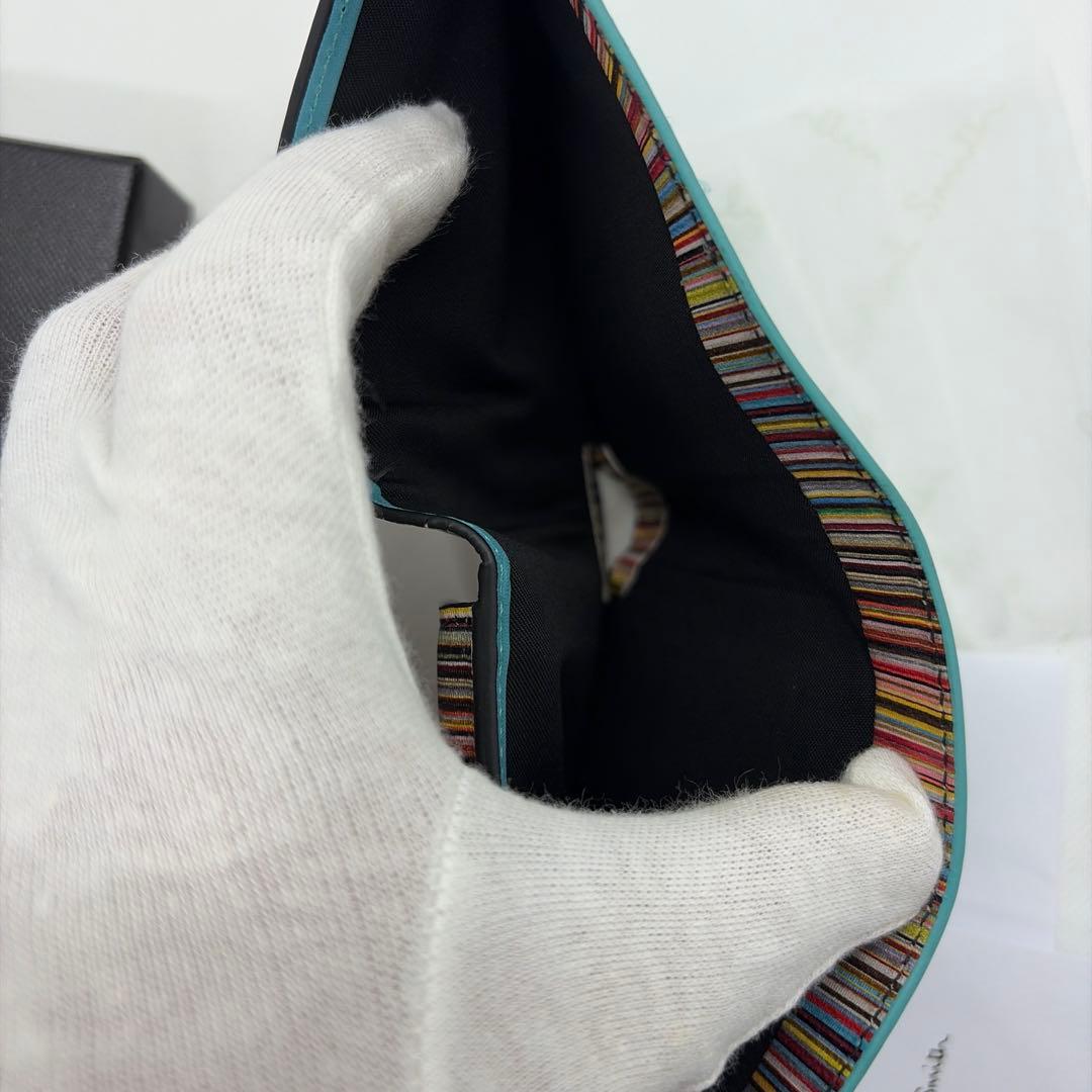 【美品】PaulSmith ポールスミス レザー二つ折り財布 ターコイズ　箱付き
