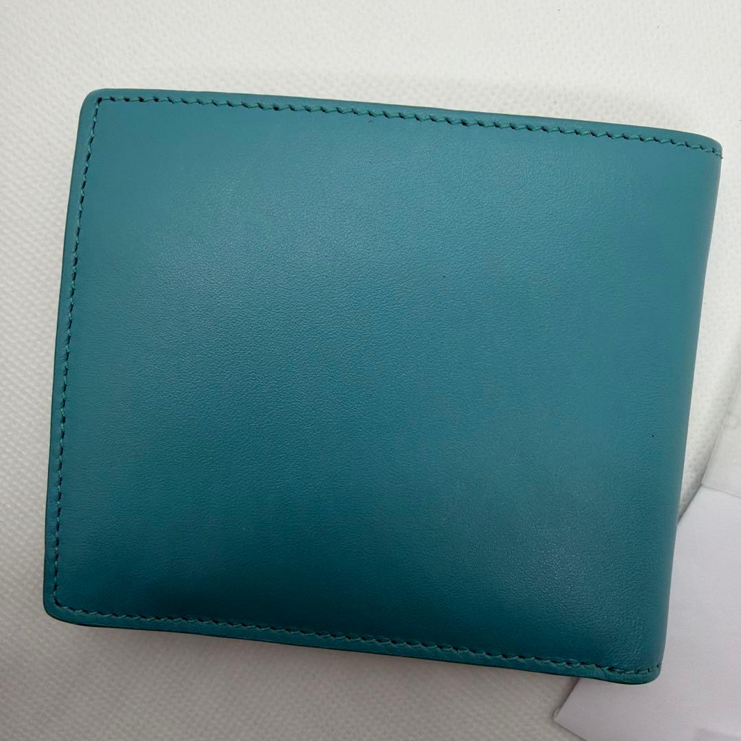 【美品】PaulSmith ポールスミス レザー二つ折り財布 ターコイズ　箱付き
