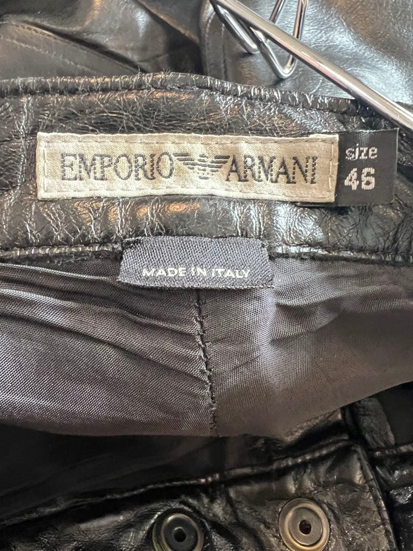 EMPORIO ARMANI 黒 レザー スラックス 46