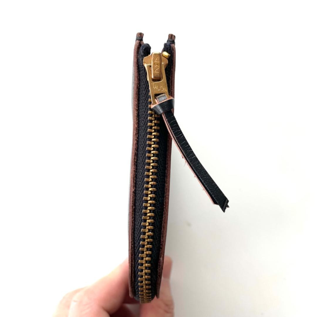 L字ファスナー　コンパクトウォレット　デッドストックジッパー　ホースハイドレザー