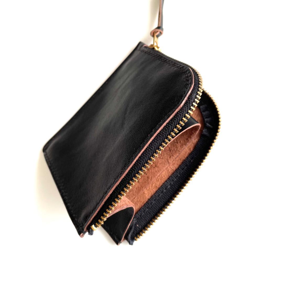 L字ファスナー　コンパクトウォレット　デッドストックジッパー　ホースハイドレザー