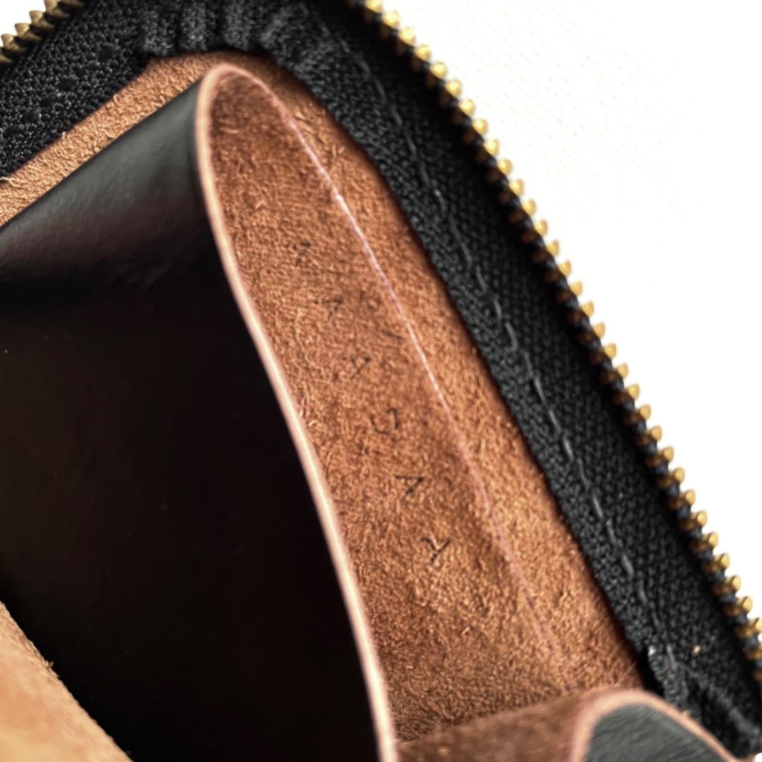 L字ファスナー　コンパクトウォレット　デッドストックジッパー　ホースハイドレザー