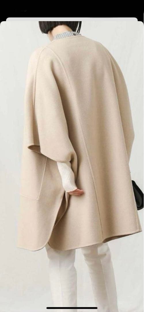 【即発送】クロシェ　ポンチョ　マント　コート　グレー　フリーサイズ　ウール