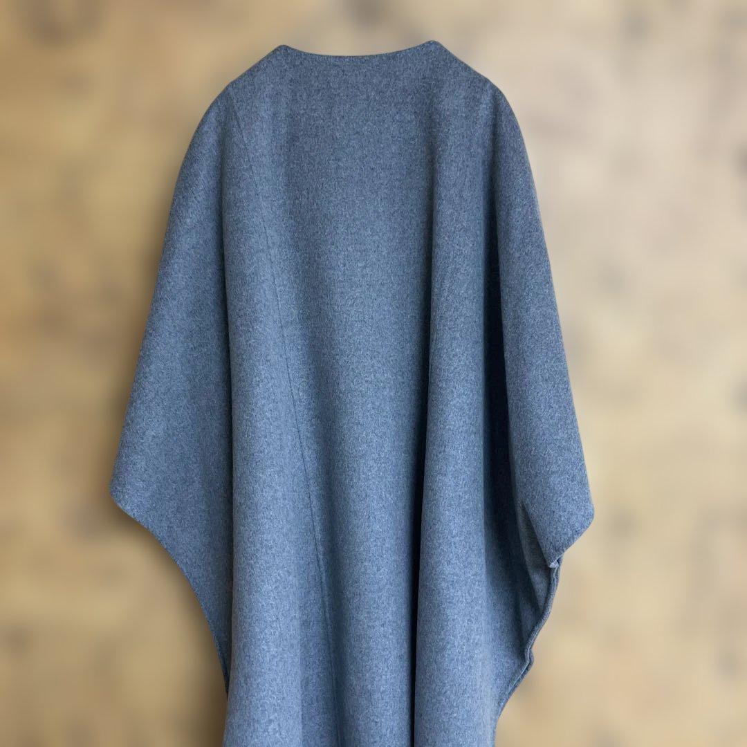 【即発送】クロシェ　ポンチョ　マント　コート　グレー　フリーサイズ　ウール