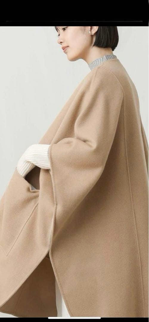 【即発送】クロシェ　ポンチョ　マント　コート　グレー　フリーサイズ　ウール