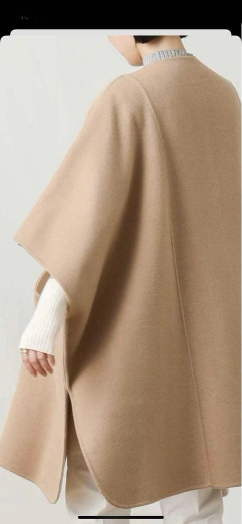 【即発送】クロシェ　ポンチョ　マント　コート　グレー　フリーサイズ　ウール