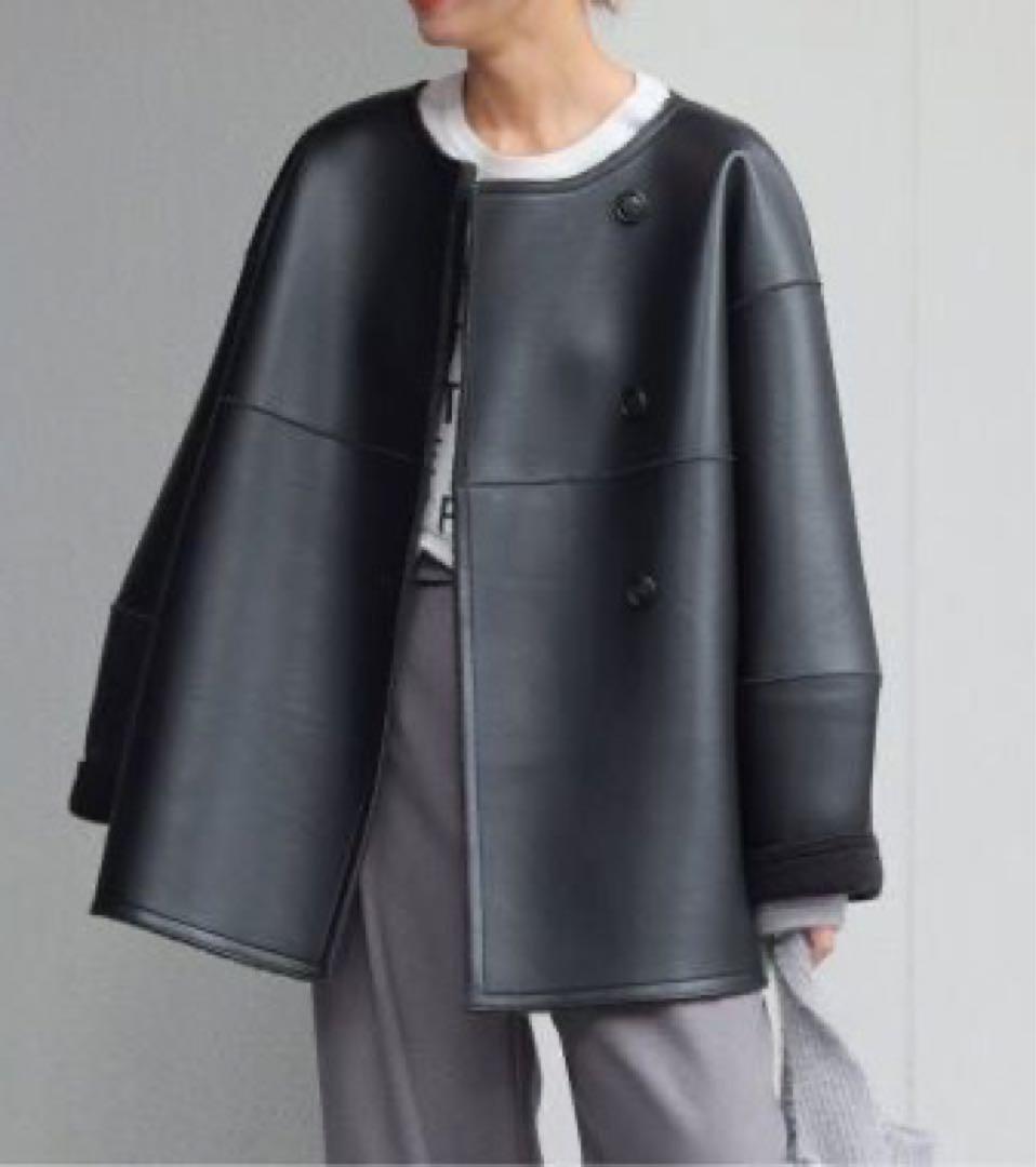 24AW　ジャーナルスタンダードレリューム　リバーシブルフェイクレザーコート　黒