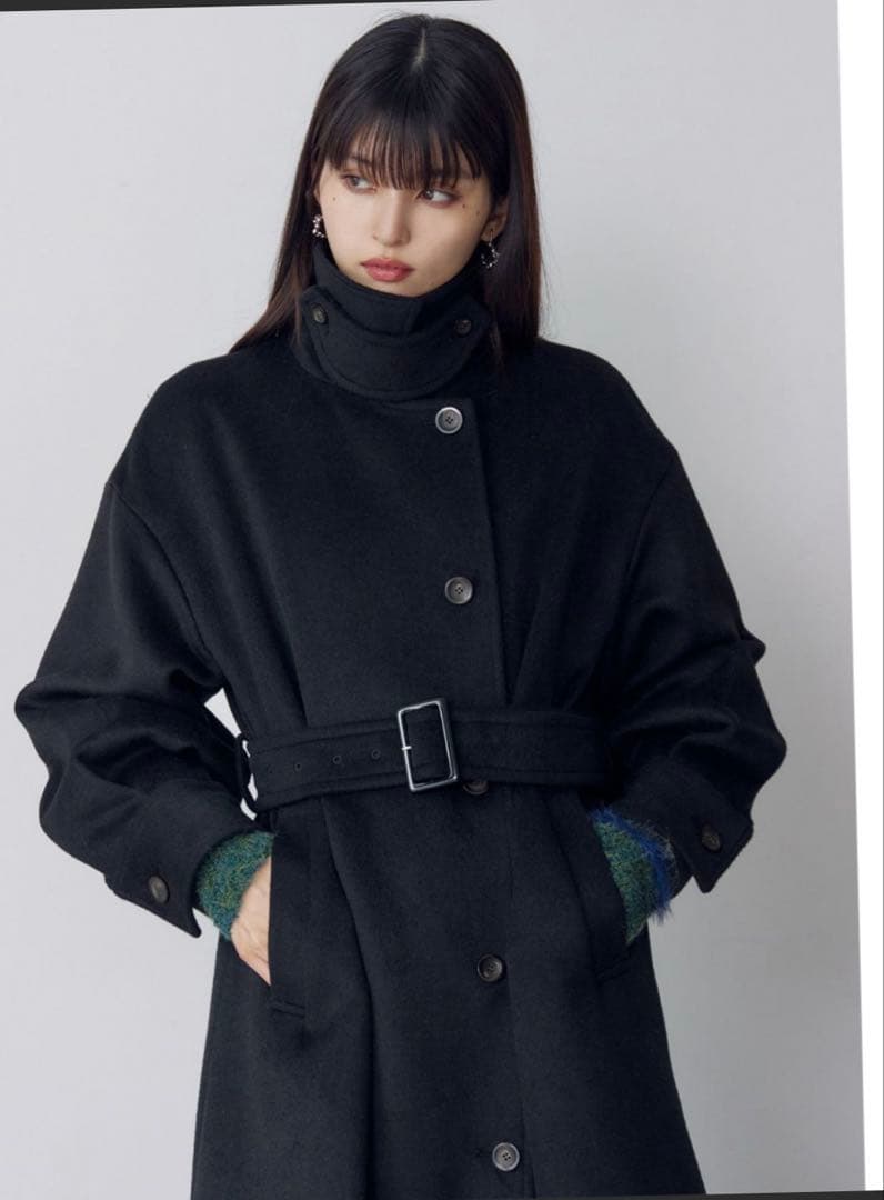 MURUA スタンドネックダブルカラーコート