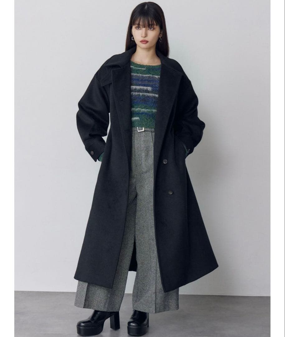 MURUA スタンドネックダブルカラーコート