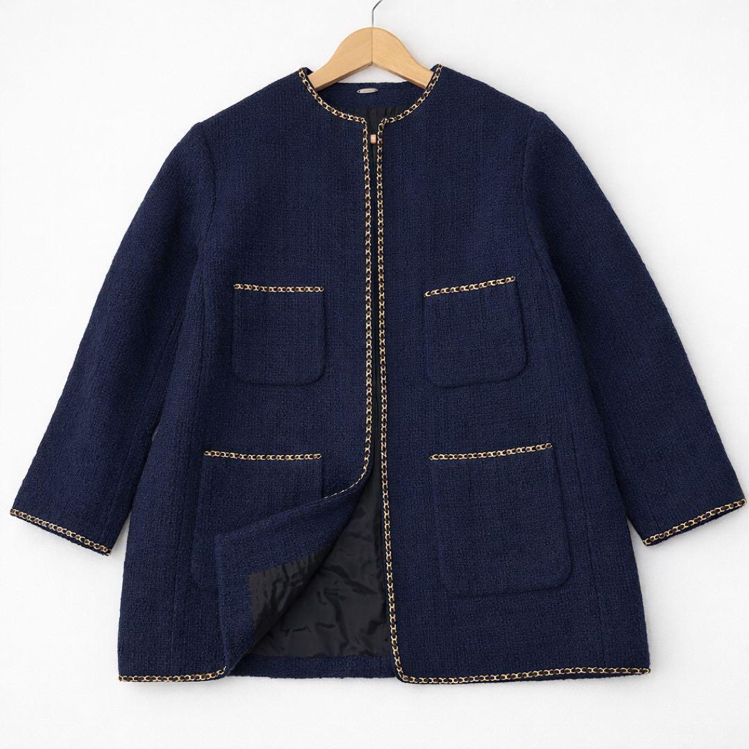 【美品】Deuxieme Classe chain ツイード ジャケット　紺