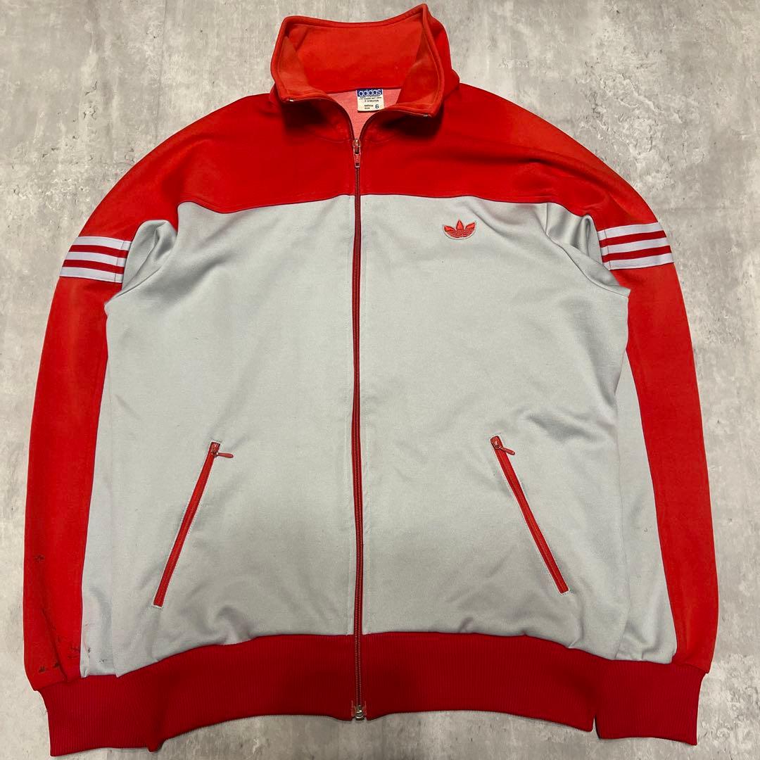 貴重 6号 80s adidas西ドイツ デサント製 ジャージ グレー 別注