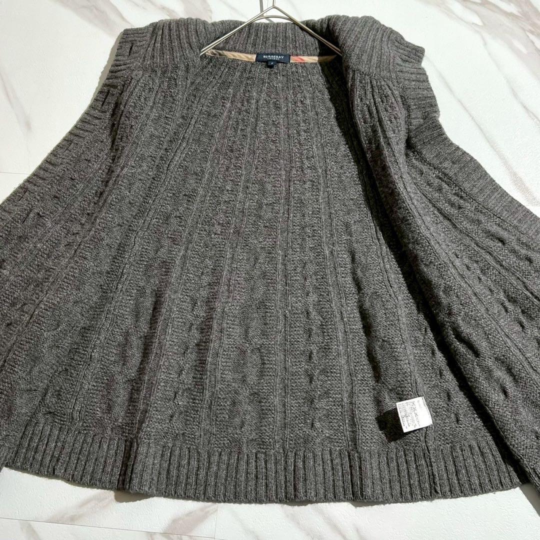 【極美品/カシミヤ】バーバリーロンドン ポンチョ ストレッチ グレー系