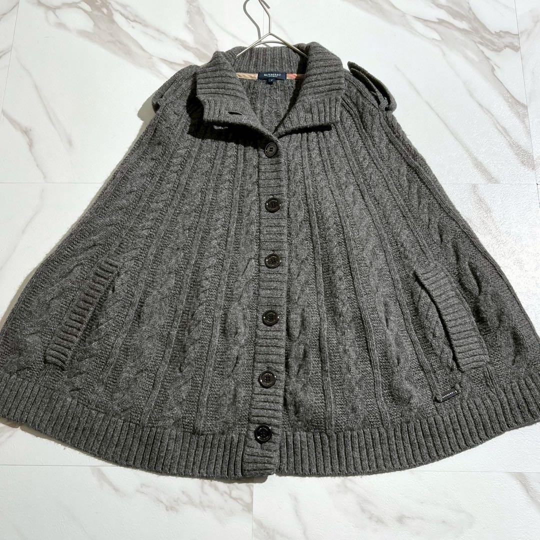 【極美品/カシミヤ】バーバリーロンドン ポンチョ ストレッチ グレー系