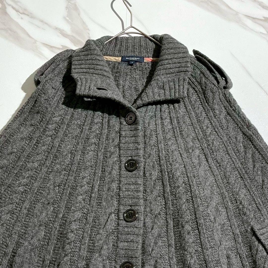【極美品/カシミヤ】バーバリーロンドン ポンチョ ストレッチ グレー系