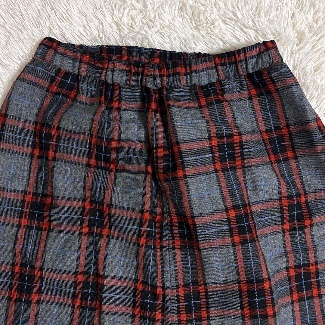 美品✨グランマママドーター チェック セミバルーン サルエル パンツ 赤 グレー