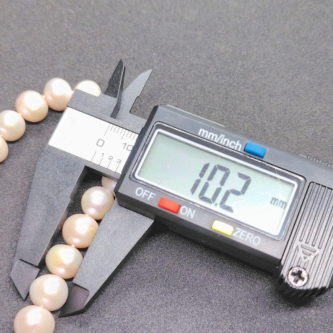 【テリ強】本真珠 パール ネックレス 約10mm シルバー金具 ピンク